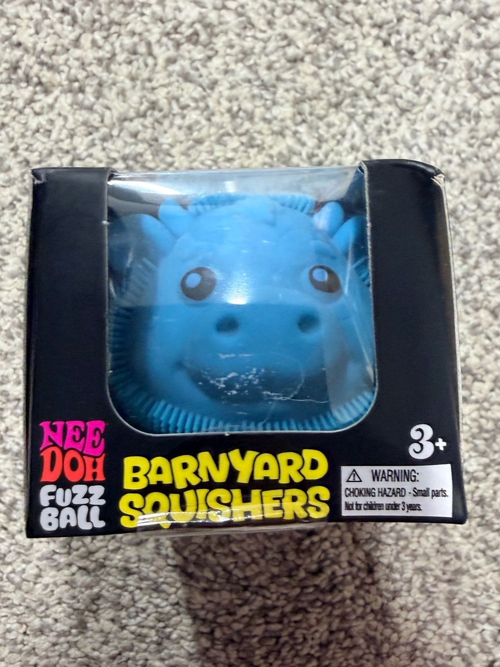Barnyard Squishers Blue Fuzz Ball Cow -
